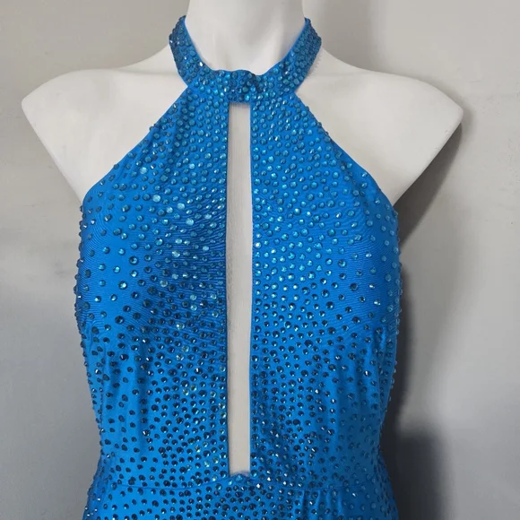 Johnathan Kayne Sky Blue Halter Mermaid Prom/Pageant Dress - Picture 6 of 14